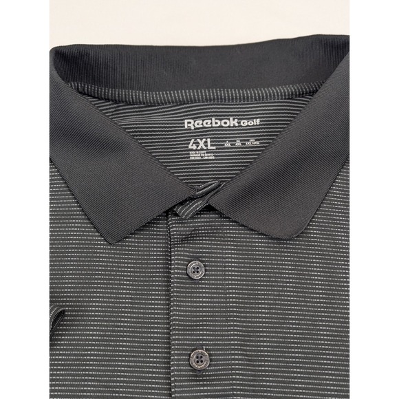 Reebok Performance Golf‎ Polo Mens 4XL Big Tall Black Gray Morris Stripe Stretch - Picture 6 of 6
